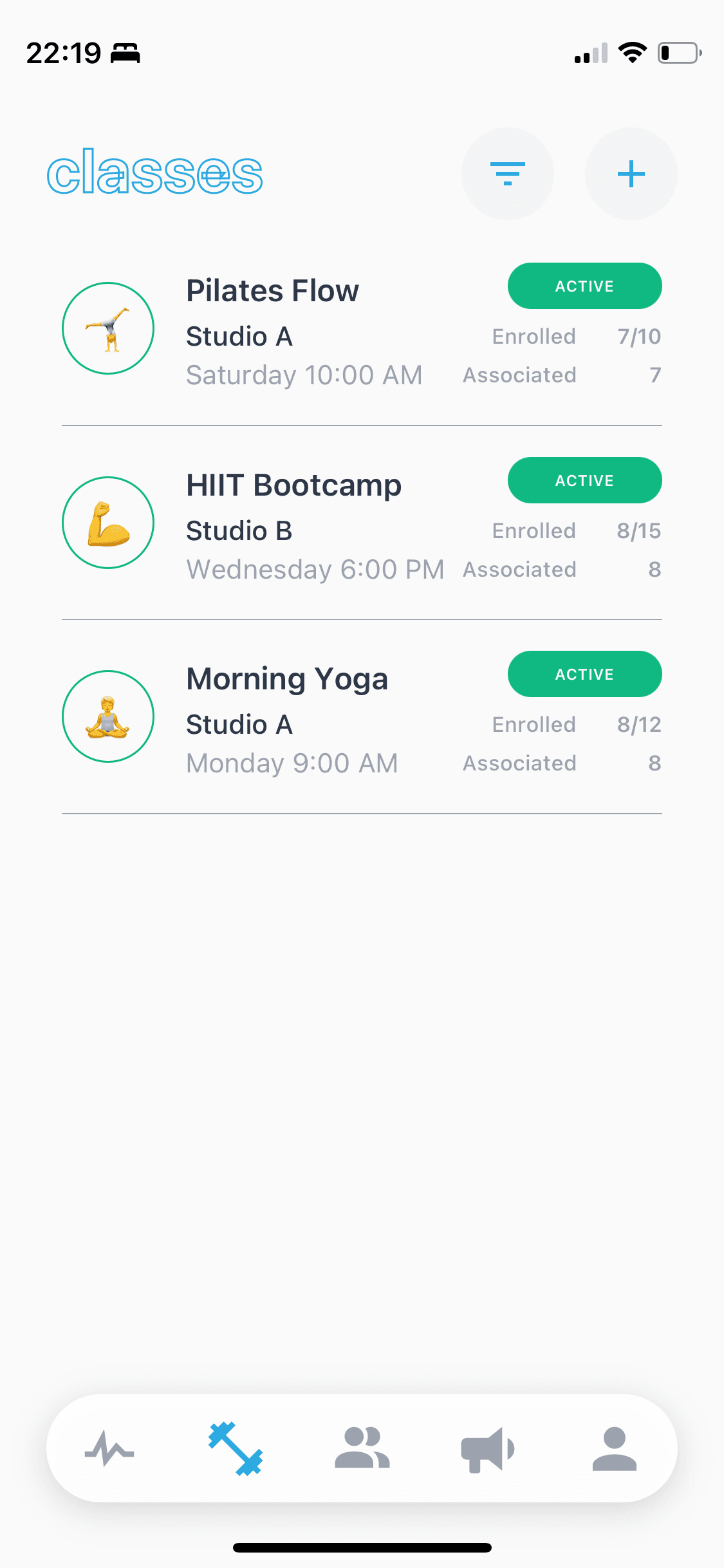 StudioFlow classes — manage all your active classes